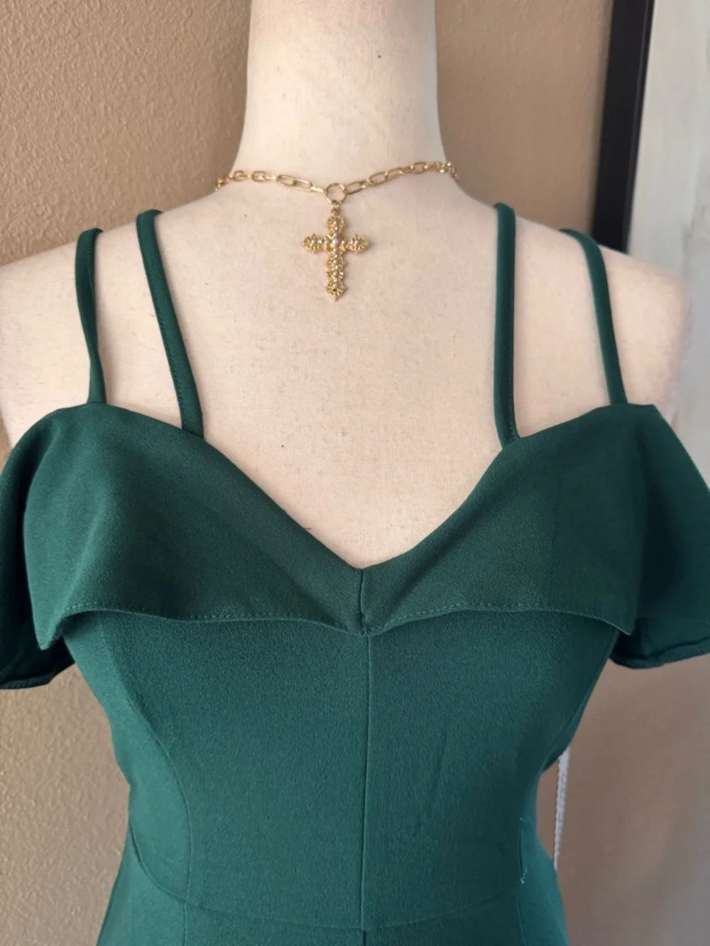 Haute Monde Emerald Green Off-Shoulder Jumpsuit